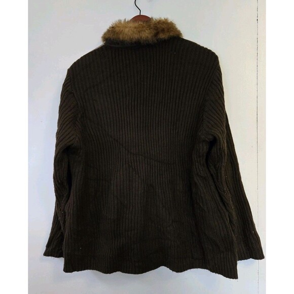 Fashion Bug Coat Womens Plus 18/20 Faux Fur Brown Leather Suede Goblincore Y2K - Picture 6 of 8
